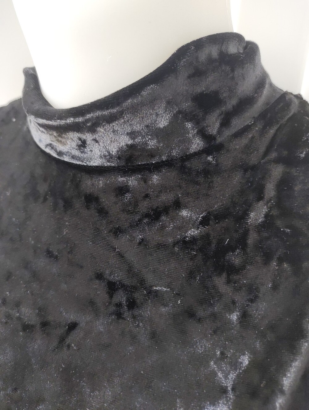 Revamped Black Crushed Velvet Mock Neck Skater Romper Dress - Picture 5 of 12